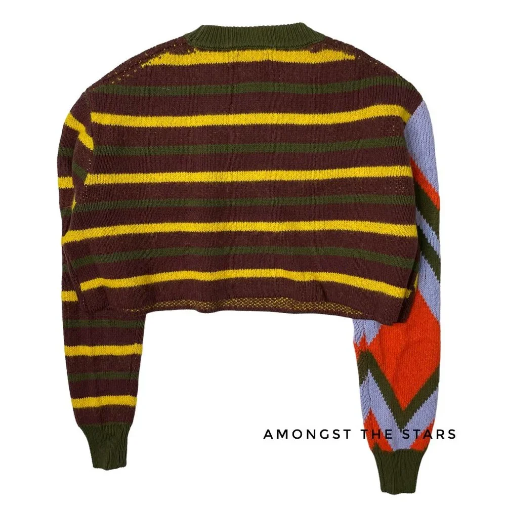 Urban Outfitters BDG Rio Y2K Mixed Print Colorful Cropped Sweater - Picture 8 of 8